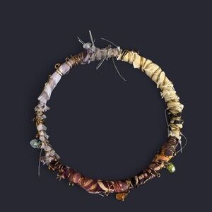 Fabric Wire Wrapped Bangle Bracelet